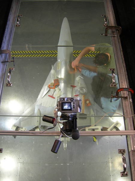  Preparing a model in the Kirsten Wind Tunnel, a subsonic wind tunnel at the University of Washington.